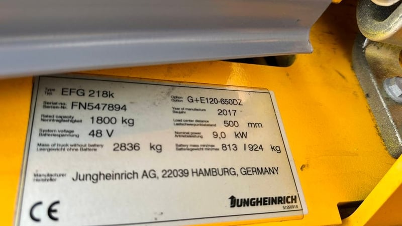 234 รถไฟฟ้านั่งขับ Jungheinrich EFG218