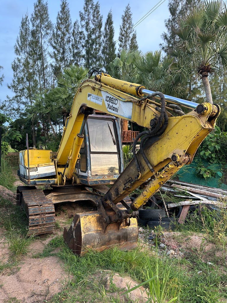 เหมา 3 คันพร้อมหัวเจาะใหญ่! Kobelco PC60 + รถตักล้อยาง + รถบดล้อยาง