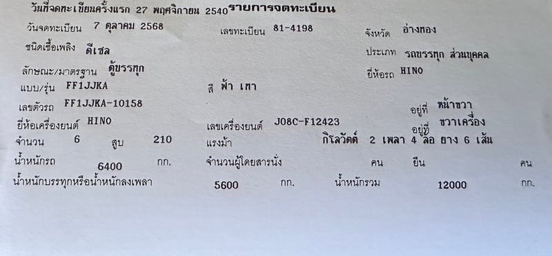 ราคา349000บาทขายรถบรรทุกตู้hino ff1j เครื่อง JO8C-210 ปี 40 กระบะยาว 5 เมตร 50 เอกสารทะเบียนพร้อมสนใจ 091-146-4263 ราคา349000บาทขายรถบรรทุกตู้hino ff1j เครื่อง JO8C-210 ปี 40 กระบะยาว 5 เมตร 50 เอกสารทะเบียนพร้อมสนใจ 091-146-4263