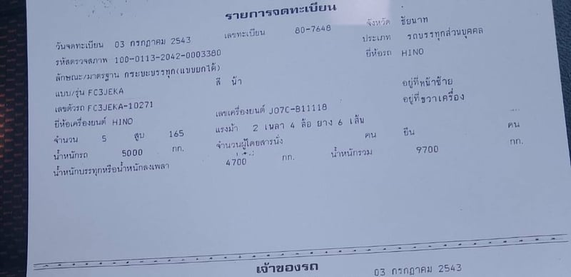 ราคา 329,000 บาทขายรถหกล้อดั้ม hino FC3Jเครื่อง jo7c -165 แรงม้าแน่นมากๆรถปี43พร้อมใช้งานจรีงเบรคทิฟฟี่พวงมาลัยเพาเวอร์เอกสารทะเบียนพร้อมสนใจติดต่อ 091-146-4263 คุณเยี่ยม
