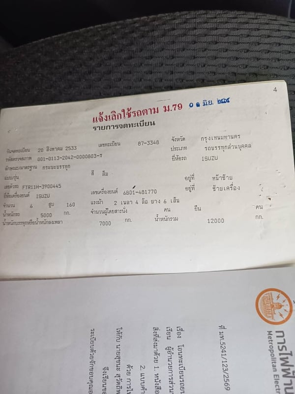 ราคา189000บาทขายรถบรรทุกอีซุซุFTR11Hเครื่อง 6 BD1-160 แรงม้าแน่นมากๆรถปี33กระบะยาว 5 เมตร 20 กว้าง 2 เมตร 45 เอกสารมีทะเบียนพร้อมใช้งานแบตเตอรี่ไม่มีให้ครับสนใจ 091-146-4263