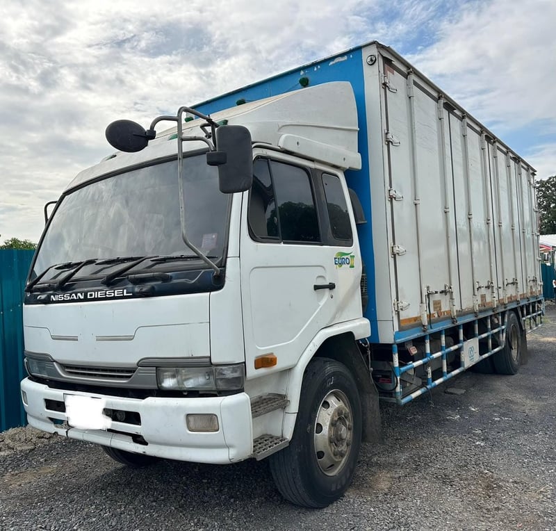 ขายรถบรรทุก 6 ล้อตู้แห้ง10บาน nissan เครื่องFE6-216แรงม้ารถปี52เบรคทิฟฟี่พวงมาลัยเพาเวอร์กระบะยาว 7 เมตร 43 สูง 2 เมตร 55 เมตรกว้าง 2 เมตร 42 เอกสารทะเบียนพร้อมภาษีเต็มสนใจ 091-146-4263