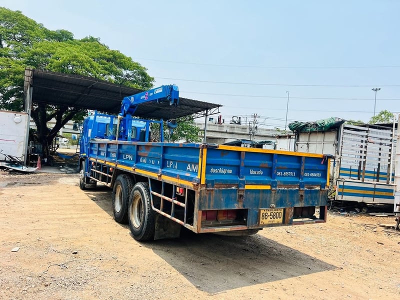 HINO FL 212แรงม้า รถบรรทุก 10ล้อ กระบะเหล็กติดเครน ปี2007