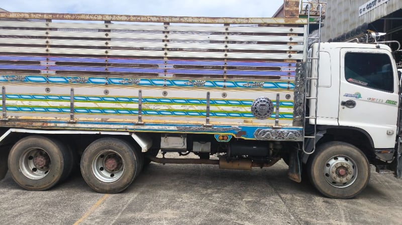 HINO DOMINATOR500 FM2PNPD 314แรงม้า รถบรรทุก 6ล้อ กระบะคอกสูง ปี2009 เลขไมล์น้อยกว่า 800,000 กม. (ทะเบียน 87-0218)