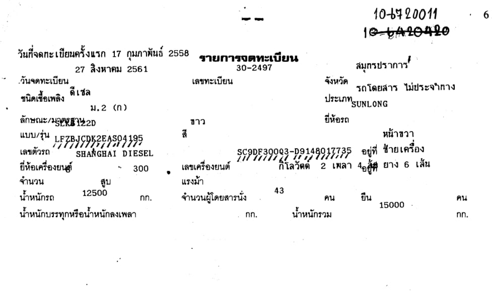 "SUNLONG SLK6122D รถโดยสารบัส 43 ที่นั่ง" จดทะเบียนปี2015 ไมล์น้อยกว่า600,000 "SUNLONG SLK6122D รถโดยสารบัส 43 ที่นั่ง" จดทะเบียนปี2015 ไมล์น้อยกว่า600,000