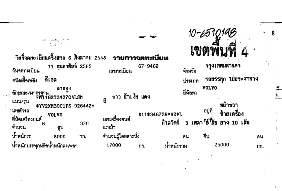 VOLVO FM 370 FM1162T34370ALSM 370แรงม้า รถบรรทุก 10ล้อ หัวลาก เฉพาะหัว ปี2015 (ทะเบียน 67-9462) VOLVO FM 370 FM1162T34370ALSM 370แรงม้า รถบรรทุก 10ล้อ หัวลาก เฉพาะหัว ปี2015 (ทะเบียน 67-9462)