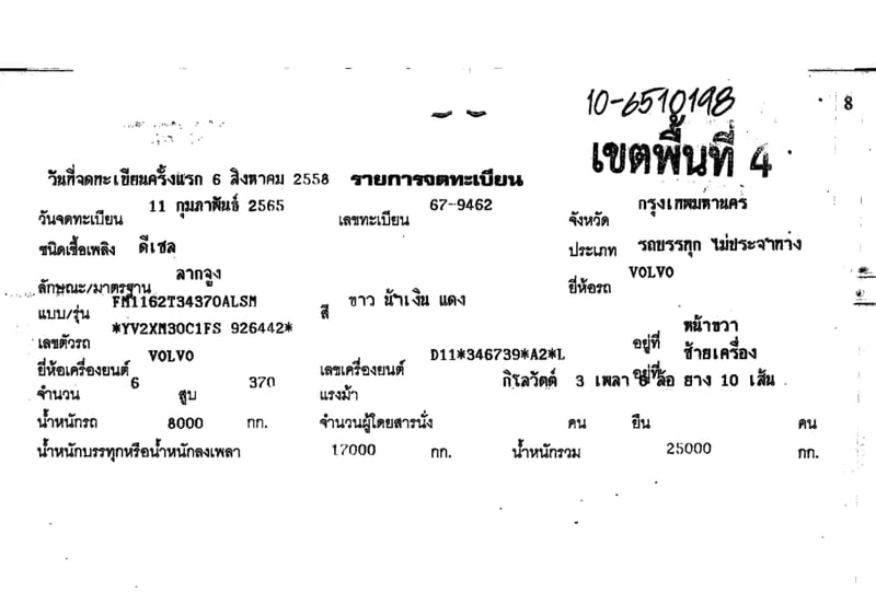 VOLVO FM 370 FM1162T34370ALSM 370แรงม้า รถบรรทุก 10ล้อ หัวลาก เฉพาะหัว ปี2015 (ทะเบียน 67-9462)