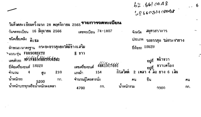 ISUZU FRR210 FRR90HSXTU  210แรงม้า รถบรรทุก 6ล้อ ดั้มพ์ ปี2022 เลขไมล์น้อยกว่า 50,000 กม. (ทะเบียน 74-1807)