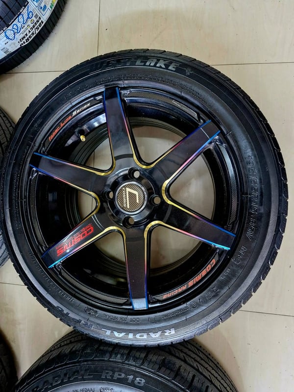 ล้อแท้ COSMIS S1 ขอบ 15 พร้อมยางสภาพสวยมาก สีพิเศษ