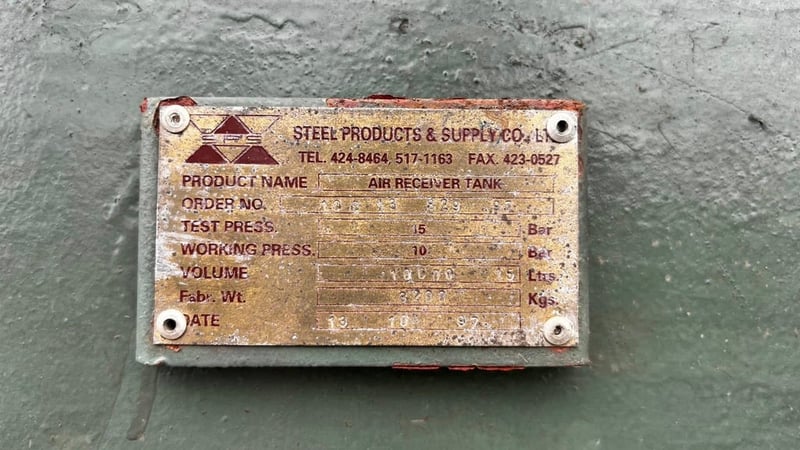 ถังพักลมเข้าใหม่ ทรงตั้งขนาดใหญ่ 10000 ลิตร ถังหนา 12 mm สภาพสวยงานตัดประมูล พร้อมใช้งาน