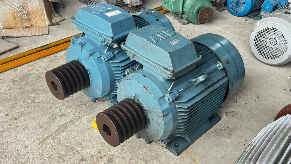 มอเตอร์ไฟฟ้ากำลัง ABB MOTOR ขนาด 25 HP รอบช้า 6 Pole 975 RPM 380V เข้ามา 2 ตัว มอเตอร์ไฟฟ้ากำลัง ABB MOTOR ขนาด 25 HP รอบช้า 6 Pole 975 RPM 380V เข้ามา 2 ตัว