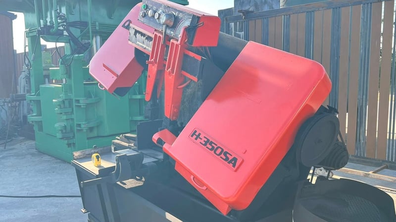 เครื่องเลื่อยสายพานญี่ปุ่น(BANDSAW)AMADA JAPANรุ่น H-350SA (ไม่มีบัคเก็ตหางส่ง)200Vใช้งานได้ปกติ ราคาสุดเร้าใจ