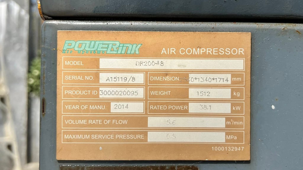 เหลือ 1 ตัว เครื่องปั้มลมสนาม POWER LINK  Model : DR200-8 เครื่องยนต์ดีเซลยันม่าร์ YANMAR 4 สูบ เทอร์โบ  207 cfm  8 bar ของตัดประมูลเครื่องเดินนุ่มเงียบพร้อมใช้