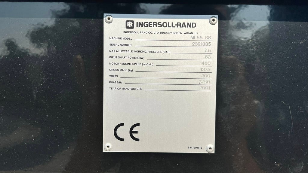 #เครื่องปั้มลมสกรู(ScrewAirCompressor) INGERSOLL-RAND รุ่น ML 55 SS ขนาด 63 kw ( 85 HP )380V Year 2001