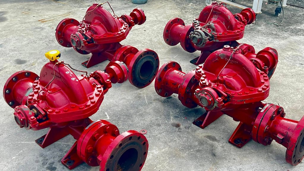 หัวปั้มน้ำสปริทเคส(SplitcasePump)PEERLESS PUMP USAขนาดท่อ 6-6” เดิมติดตั้งอยู่ในระบบดับเพลิง(Fire pump) ปั้มสภาพสวยหมุนนิ่ม มีเข้ามา 4 ตัว หัวปั้มน้ำสปริทเคส(SplitcasePump)PEERLESS PUMP USAขนาดท่อ 6-6” เดิมติดตั้งอยู่ในระบบดับเพลิง(Fire pump) ปั้มสภาพสวยหมุนนิ่ม มีเข้ามา 4 ตัว