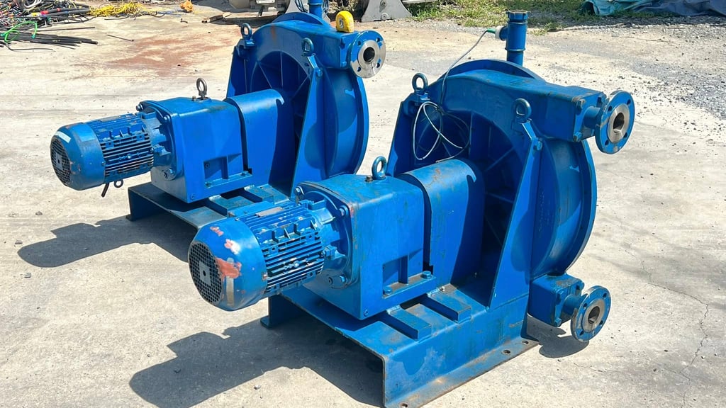 ปั้มสุญญากาศดูดโคลนสิ่งปฎิกูลงานยุโรป ALLWEILER AG GERMANY  ขนาดท่อ 2” มอเตอร์เกียร์ NORD 5 HP 380V ใช้ดูดมูลสิ่งปฎิกูลน้ำเสีย บ่อเกรอะ  บ่อบำบัด  มูลของเสียจากฟาร์มสัตว์ต่างๆ เข้ามา 2 ตัว