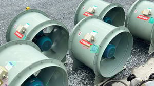 โบลเวอร์ระบายอากาศ_Axialblower KRUGER BLOWER ขนาด 5.5 HP ใบพัดอลูมิเนียม 28” (70 cm) CMH : 18000 380V ถอดประมูลสภาพใหม่ใช้น้อย เข้ามา 9 ตัว