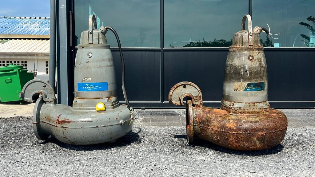 เหลือ 1 ตัว ปั้มจุ่มแช่ไดโว่(Submersible)FLYGT SWEDENขนาด 20 HP ท่อ 10”380V เหลือ 1 ตัว ปั้มจุ่มแช่ไดโว่(Submersible)FLYGT SWEDENขนาด 20 HP ท่อ 10”380V