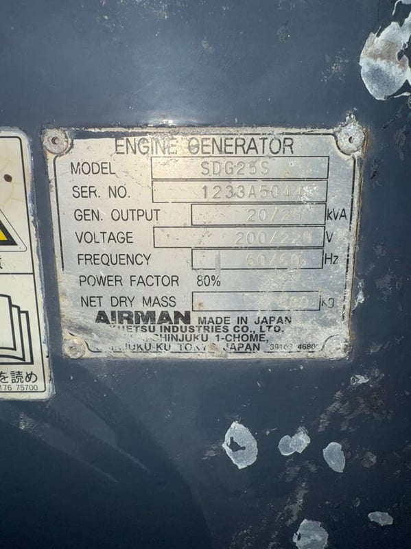 SDG25S  เครื่องปั่นไฟ แอร์แมน genset ขนาด 20KVA 25KVA OEK 098-5625920 