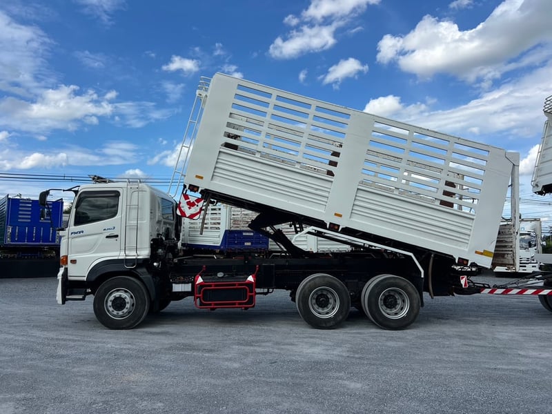  Hino FM1A 344 HP ปี 66 ไมล์น้อย 102,000 KM. #แม่ลูกดั้มพ์เกษตร กระบะเหล็กอู่ไทยมาวิน #LEK1272-1273