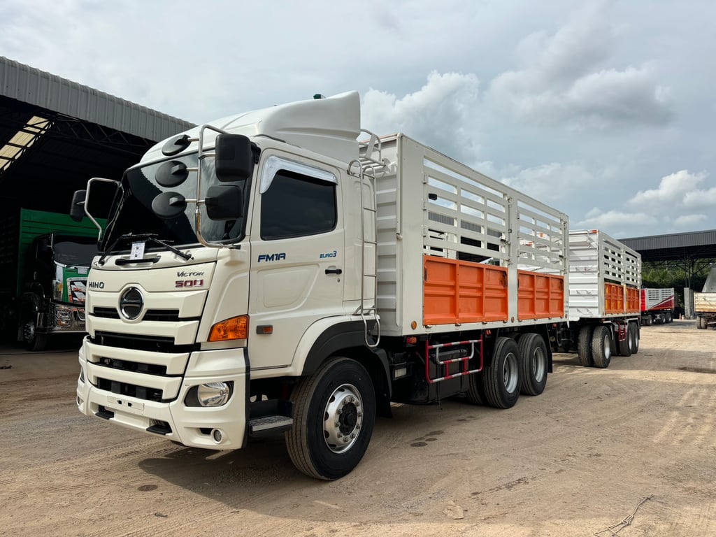 Hino Fm1a 344 HP ปี64  ไมล์ 354,000 KM. #10ล้อพ่วงกระบะเหล็กไม่ดั้ม #Lek1056-1057 