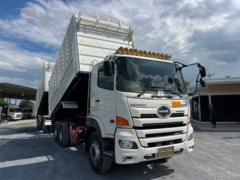  Hino FM1A 344 HP ปี 66 ไมล์น้อย 102,000 KM. #แม่ลูกดั้มพ์เกษตร กระบะเหล็กอู่ไทยมาวิน #LEK1272-1273