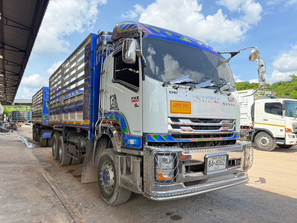 ISUZU FXZ 360HP ปี66  ไมล์น้อย 118,000km. #10ล้อพ่วงกระบะเหล็กคอกเกษตร #LEK1017-1018 