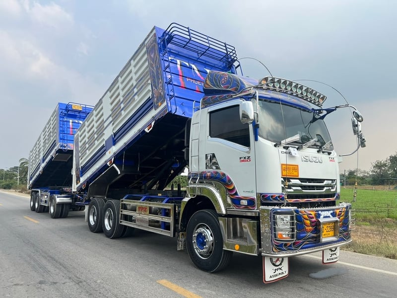 ISUZU FXZ 360 HP ปี 67 ไมล์ 172,951 km #พ่วงแม่ลูกกระบะเหล็กดั้มเกษตร อู่ฟีนิกส์ #LEK1147-1148