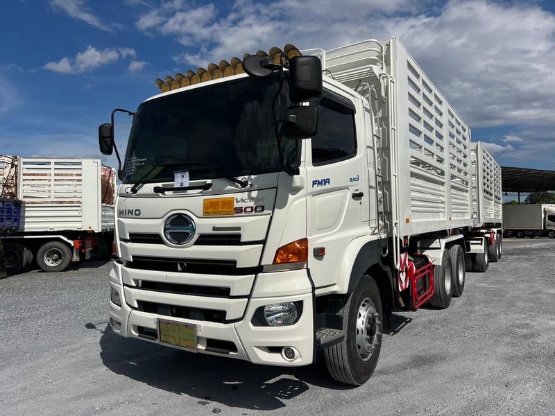  Hino FM1A 344 HP ปี 66 ไมล์น้อย 102,000 KM. #แม่ลูกดั้มพ์เกษตร กระบะเหล็กอู่ไทยมาวิน #LEK1272-1273