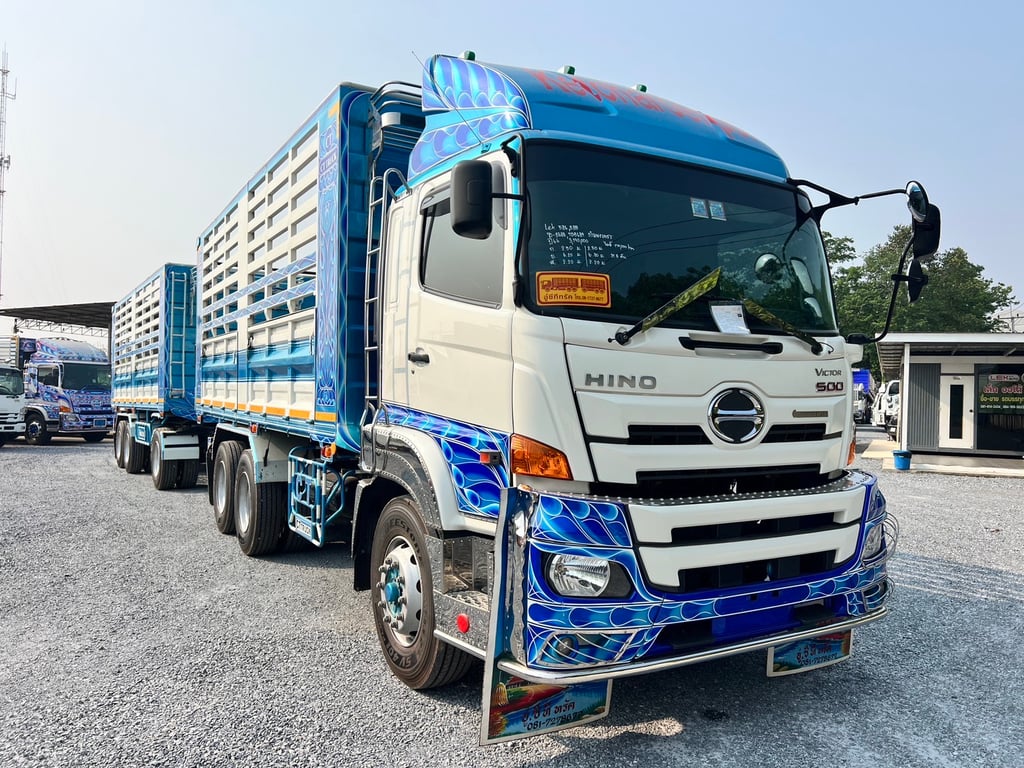 HINO  FM2P 380 HP ปี 2566 ไมล์ 170,000 km. #10ล้อพ่วงกระบะเหล็กดั้มเกษตร #LEK586-585
