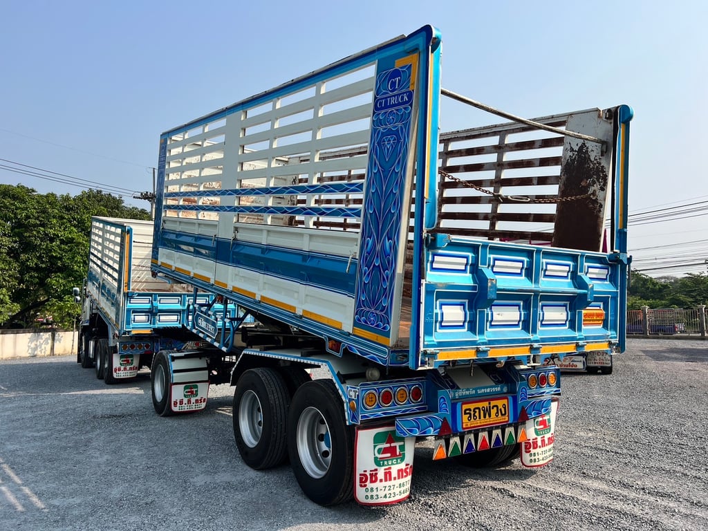 HINO  FM2P 380 HP ปี 2566 ไมล์ 170,000 km. #10ล้อพ่วงกระบะเหล็กดั้มเกษตร #LEK586-585