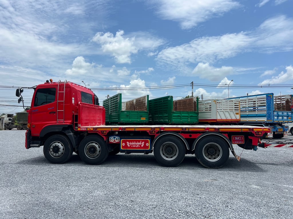 HINO FM1A 344HP ปี 64 ไมล์ 339,000 km. #12 ล้อพื้นเรียบ แม่ลูก พ่วง 2 คาน อู่ซุ่นชัย #LEK 972,973