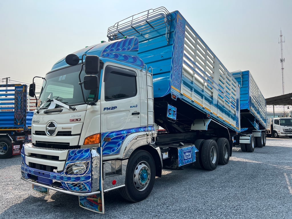 HINO  FM2P 380 HP ปี 2566 ไมล์ 170,000 km. #10ล้อพ่วงกระบะเหล็กดั้มเกษตร #LEK586-585