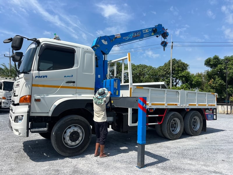 ็HINO FM1A 344 แรงม้า ปี 66 ไมล์แท้แค่ 13,000 KM. #10ล้อเครน XCMG 6.5 ตัน (4 ปลอก 3 ชัก) #LEK1058 