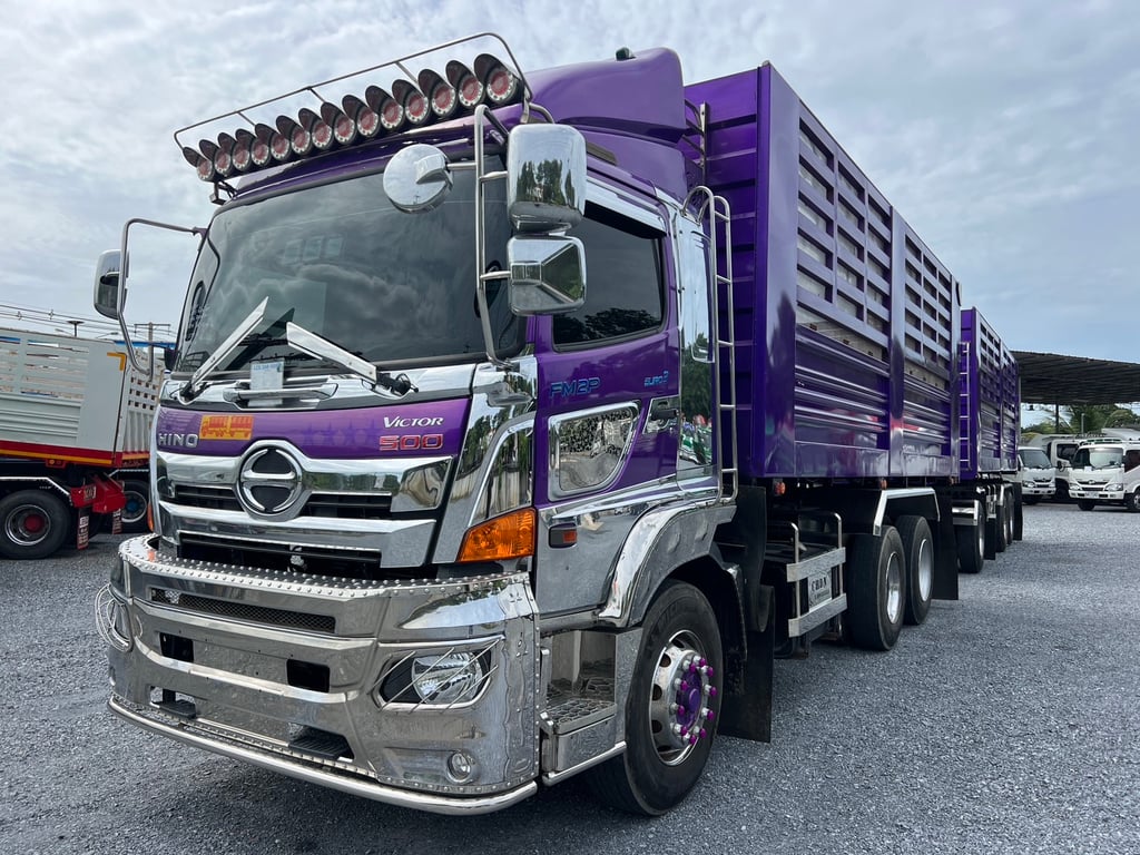 HINO FM2P 380HP ปี65 ไมล์ 188,000 KM. #10ล้อพ่วงกระบะเหล็กดั้มเกษตร #LEK568,569
