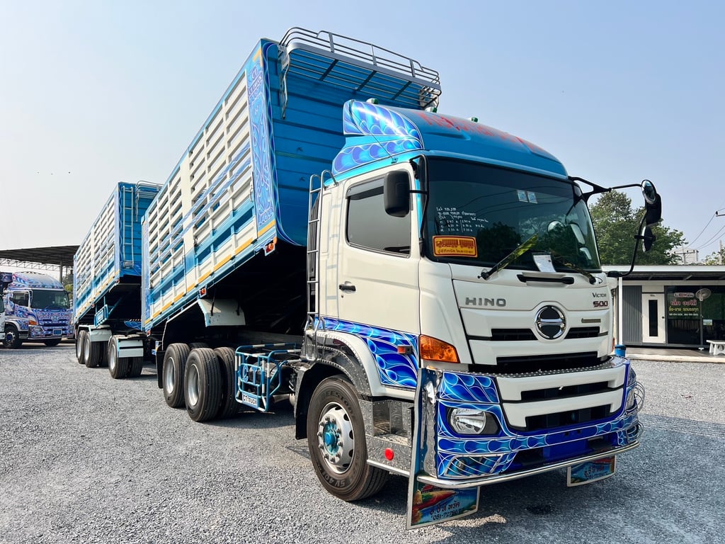 HINO  FM2P 380 HP ปี 2566 ไมล์ 170,000 km. #10ล้อพ่วงกระบะเหล็กดั้มเกษตร #LEK586-585