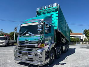 HINO FL1A 344 HP ปี 66 ไมล์ 213,500 km. #12 ล้อดั้ม กระบะดั้มเกษตร แผงสูง ##LEK1095