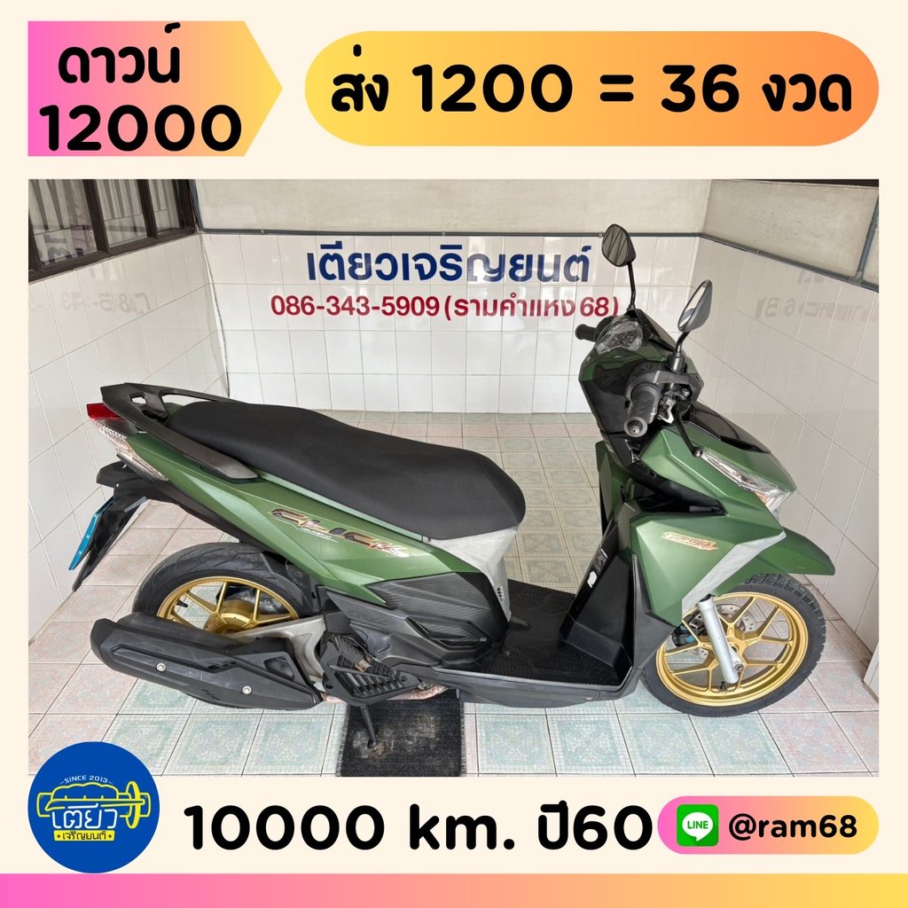 Click125i สต๊าดติด ขับได้ มีเล่ม รถบ้านแท้ เจ้าของฝากขาย เอกสารครบ สภาพพร้อมใช้ เครื่องดี ศูนย์ดี ชุดสีสวย วิ่ง10000 ปี60