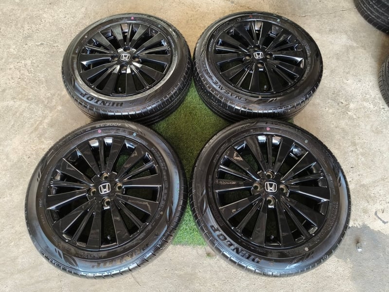 ล้อถอดป้ายแดง Honda City RS (สีดำเงา) ขอบ16 พร้อมยาง Dunlop 185-60 ปี25 ไม่เคยลงพื้น