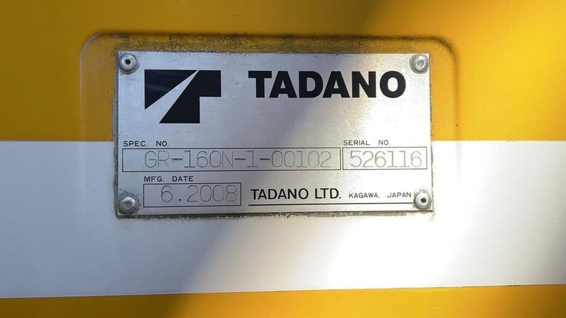 รถเครน 16 ตัน 4 ล้อ TADANO GR160N-1 ปี 2008 รถเครน 16 ตัน 4 ล้อ TADANO GR160N-1 ปี 2008