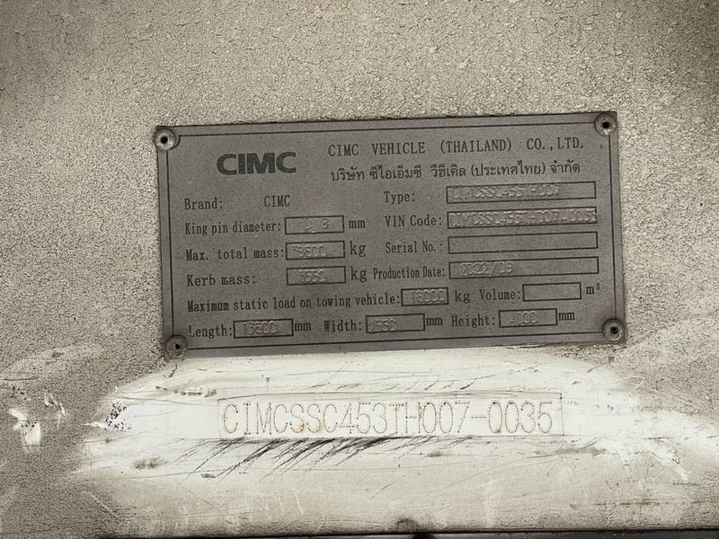 หางผ้าใบ ยี่ห้อ CIMC ราคารวมเก็บงานทำสีใหใหม่