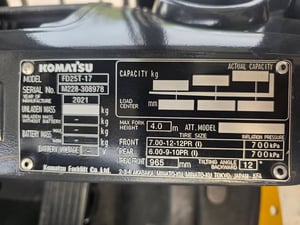 รถโฟล์คลิฟท์มือสอง KOMATSU FD25T-17