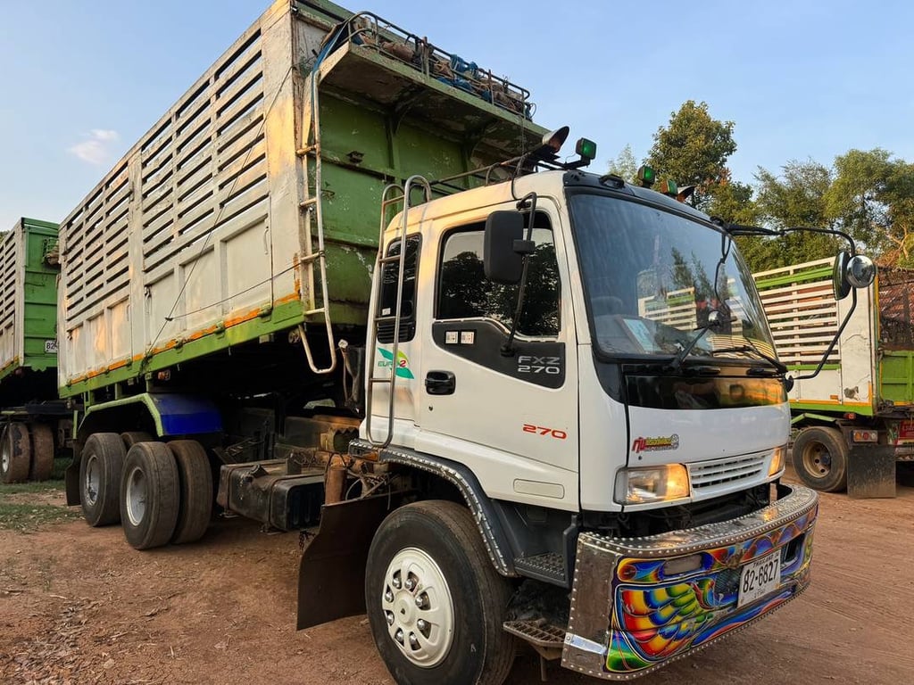 ISUZU FXZ 270  พ่วงแม่ลูกดั้มพ์เกษตร บันทุก 28 ตันกว่า อู่.พนัส