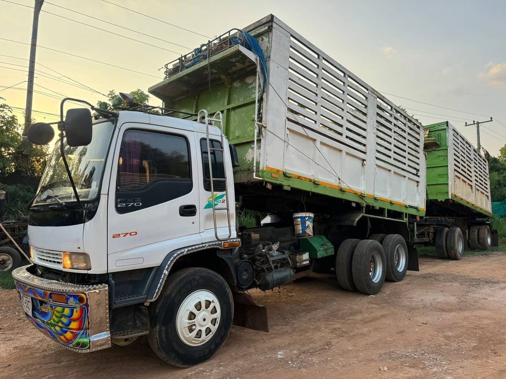 ISUZU FXZ 270  พ่วงแม่ลูกดั้มพ์เกษตร บันทุก 28 ตันกว่า อู่.พนัส