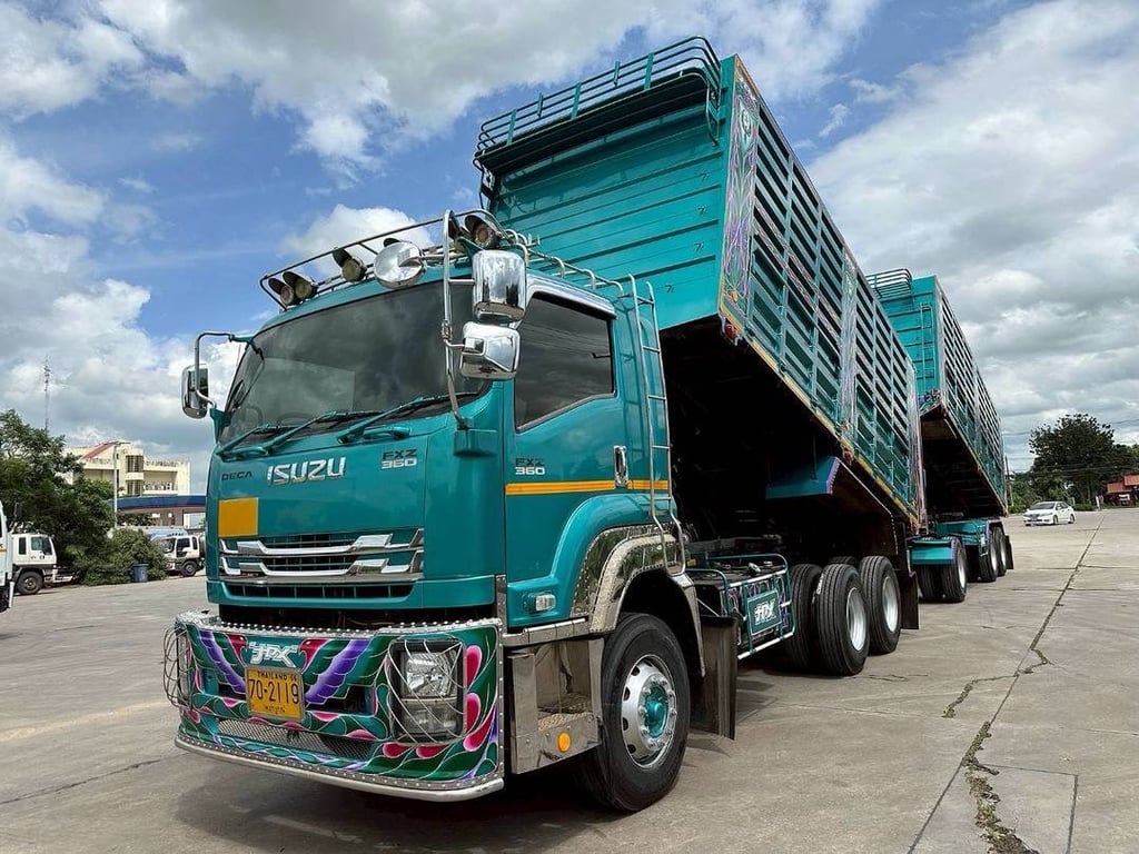 ไมล์ 270,000 กิโล❗️ISUZU FXZ 360  พ่วงแม่ลูกดั้มพ์ใส่ 31.300 กิโล