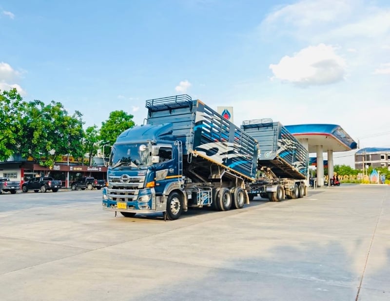 เข้าใหม่❗️HINO FM2P 380 จอมพลัง  พ่วงแม่ลูกดั้มพ์คอกเกษตร