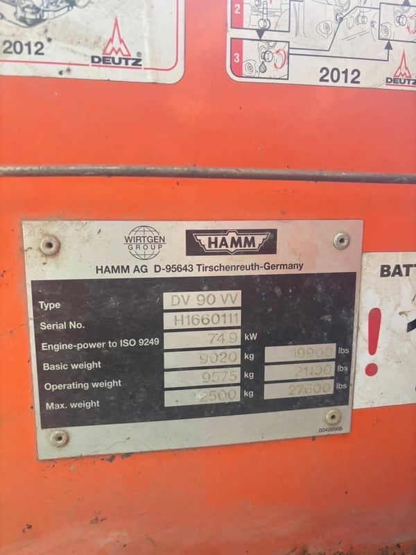 HAMM รุ่น DV90VV เบรกดาว ขนาด 9.5 ตัน