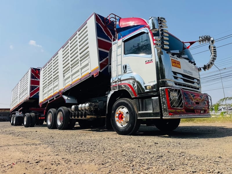 รถพ่วงแม่ลูกดั้มพ์ ISUZU FXZ 360 แรง ปี 2557  คอกเกษตร