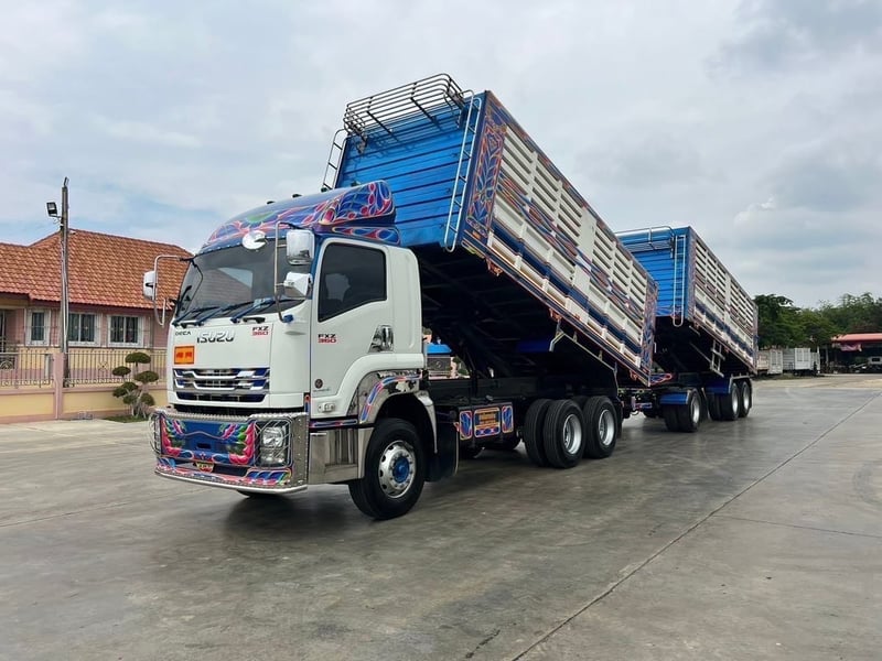 พ่วงแม่ลูก FXZ 360 ดัมพ์คอกเกษตรกะบะเหล็กเปิดฝาข้าง ได้รอบ