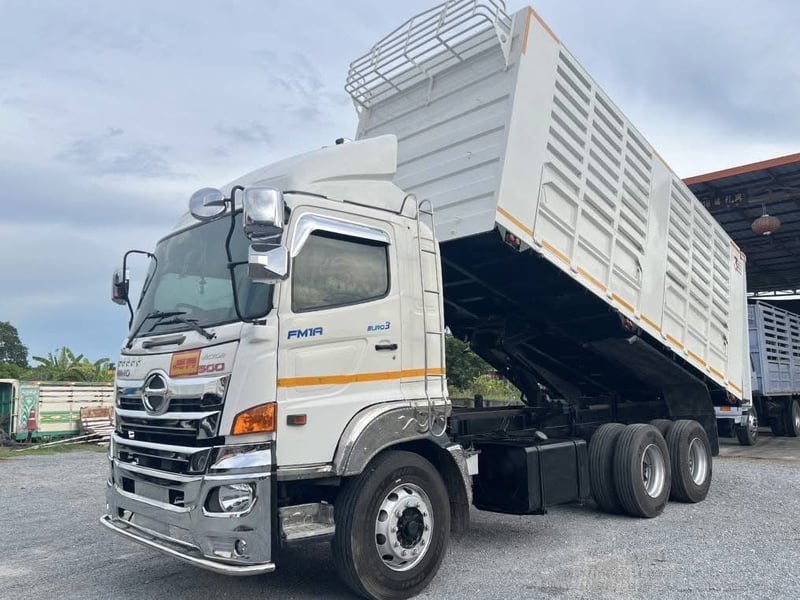 HINO 344 วิกเตอร์ ดั้มพ์เกษตร มีลำโพงลากลูกพ่วง